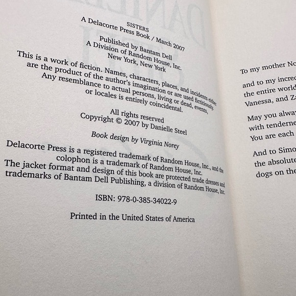 ⚡️3/$24⚡️ Sisters by Danielle Steel [Hardcover] book novel - Picture 4 of 4